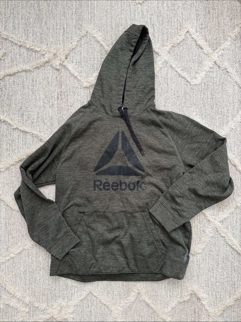 Reebok Men's Dark Gray Crewneck Hoodie with Logo